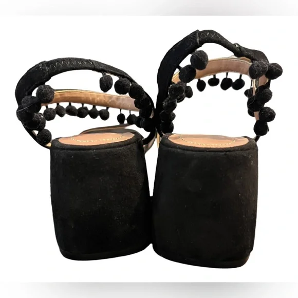 Zara Pom Pom Suede Block Heels Size 8 NWT - Picture 4 of 6